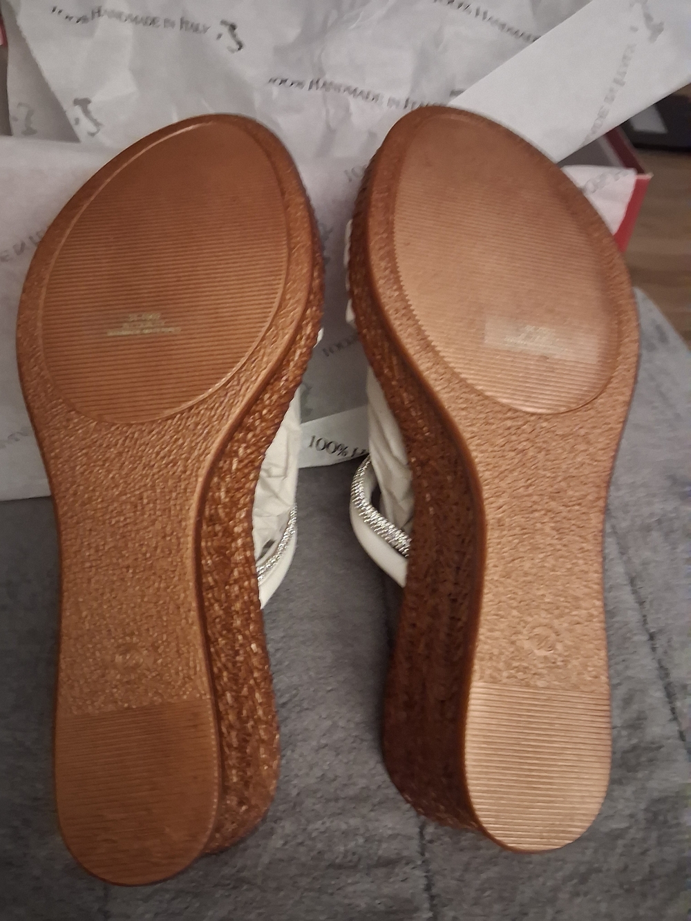 easy street White Slip-On Sandals with Silver Braid - Picture 11 of 15